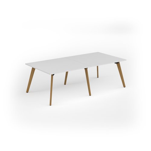 Unity worktable 2400w x 1200d with 4x solid oak legs, top in white