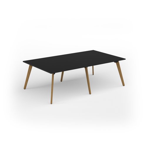 Unity worktable 2400w x 1400d with 4x solid oak legs, top in black