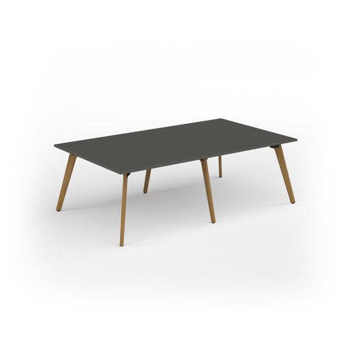 Unity worktable 2400w x 1400d with 4x solid oak legs, top in onyx grey