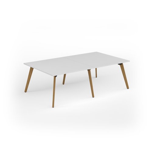 Unity worktable 2400w x 1400d with 4x solid oak legs, top in white