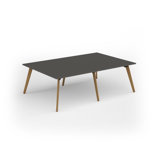 Unity worktable 2400w x 1600d with 4x solid oak legs, top in onyx grey