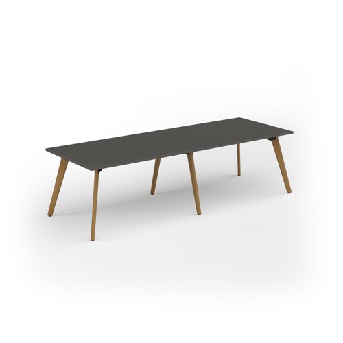 Unity worktable 2800w x 1000d with 4x solid oak legs, top in onyx grey