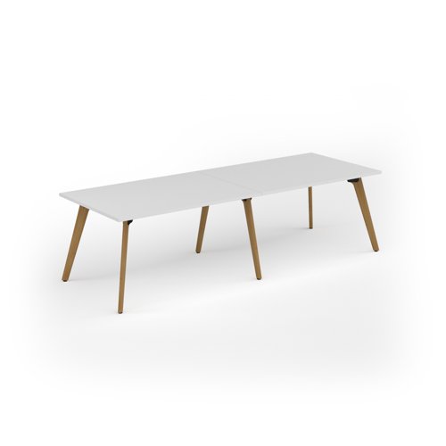 Unity worktable 2800w x 1000d with 4x solid oak legs, top in white