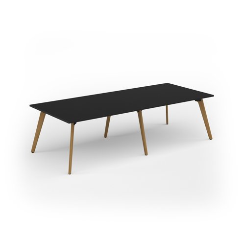 Unity worktable 2800w x 1200d with 4x solid oak legs, top in black