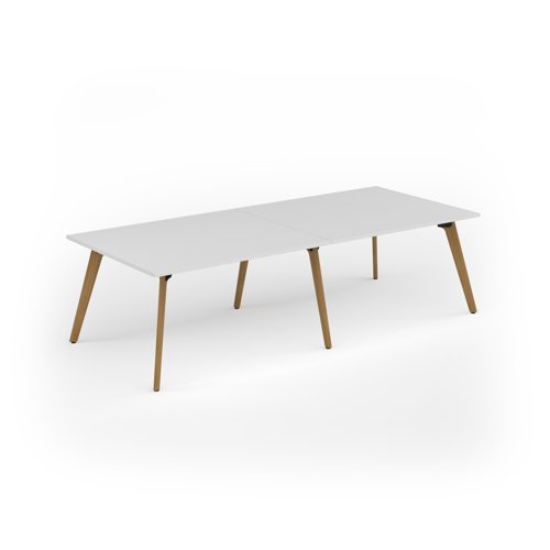 Unity worktable 2800w x 1200d with 4x solid oak legs, top in white