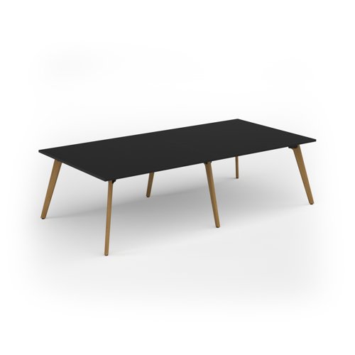 Unity worktable 2800w x 1400d with 4x solid oak legs, top in black