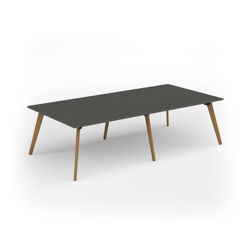 Unity worktable 2800w x 1400d with 4x solid oak legs, top in onyx grey