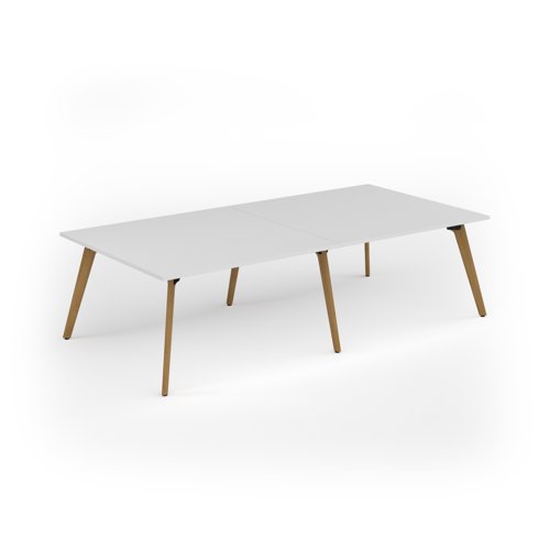 Unity worktable 2800w x 1400d with 4x solid oak legs, top in white