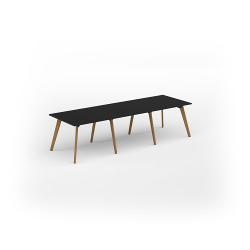 Unity worktable 3000w x 1000d with 4x solid oak legs, top in black