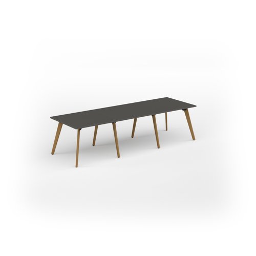 Unity worktable 3000w x 1000d with 4x solid oak legs, top in onyx grey