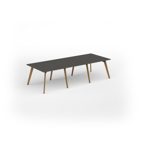 Unity worktable 3000w x 1200d with 4x solid oak legs, top in onyx grey