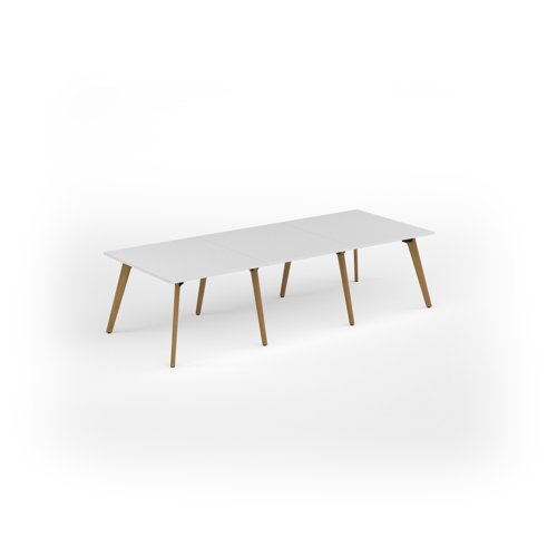 Unity worktable 3000w x 1200d with 4x solid oak legs, top in white