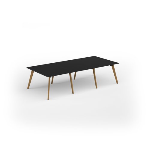 Unity worktable 3000w x 1400d with 4x solid oak legs, top in black