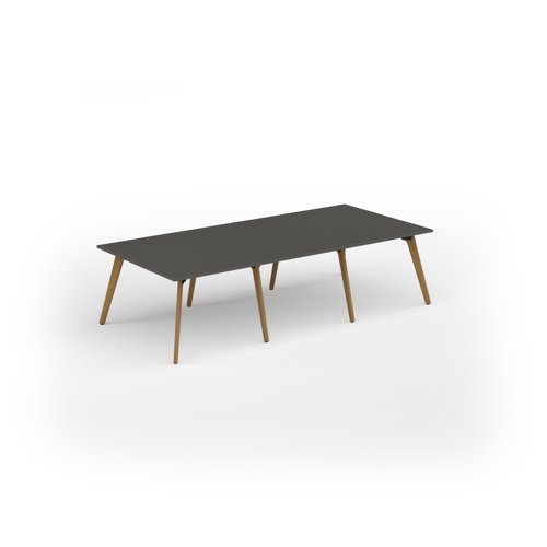 Unity worktable 3000w x 1400d with 4x solid oak legs, top in onyx grey