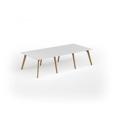 Unity worktable 3000w x 1400d with 4x solid oak legs, top in white