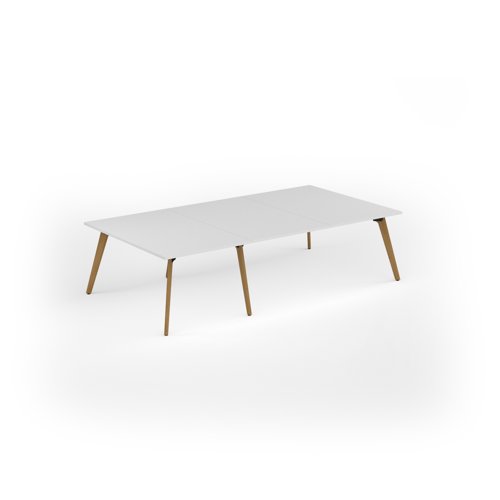 Unity worktable 3000w x 1600d with 4x solid oak legs, top in white