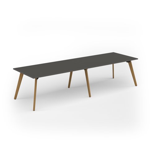 Unity worktable 3200w x 1000d with 4x solid oak legs, top in onyx grey