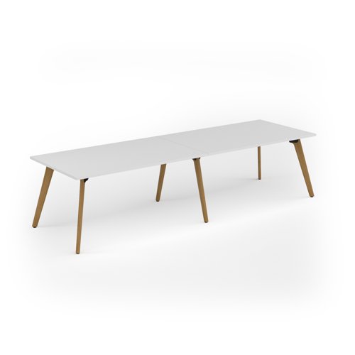 Unity worktable 3200w x 1000d with 4x solid oak legs, top in white