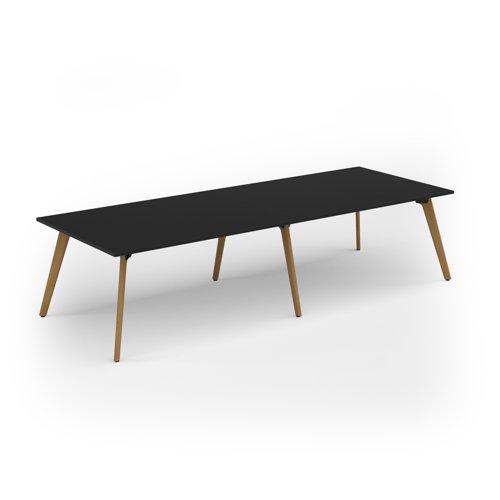 Unity worktable 3200w x 1200d with 4x solid oak legs, top in black