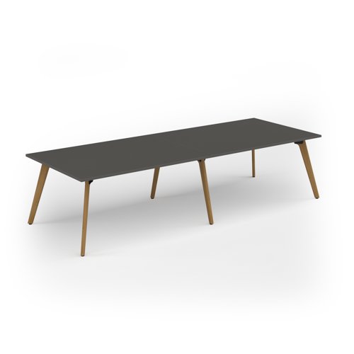 Unity worktable 3200w x 1200d with 4x solid oak legs, top in onyx grey