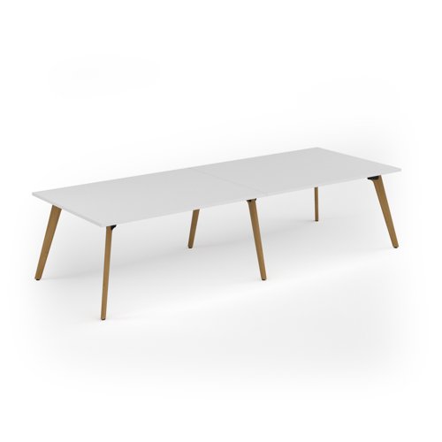 Unity worktable 3200w x 1200d with 4x solid oak legs, top in white