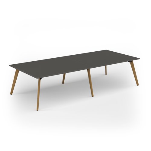 Unity worktable 3200w x 1400d with 4x solid oak legs, top in onyx grey