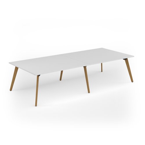 Unity worktable 3200w x 1400d with 4x solid oak legs, top in white