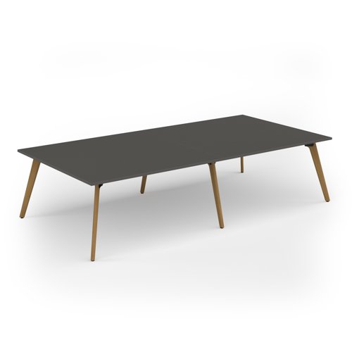Unity worktable 3200w x 1600d with 4x solid oak legs, top in onyx grey