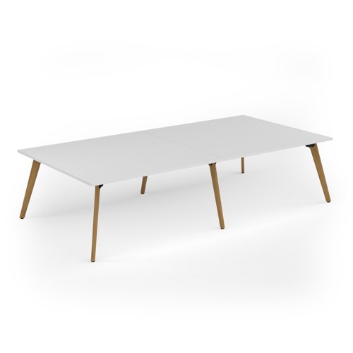 Unity worktable 3200w x 1600d with 4x solid oak legs, top in white