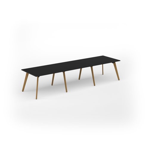 Unity worktable 3600w x 1000d with 4x solid oak legs, top in black