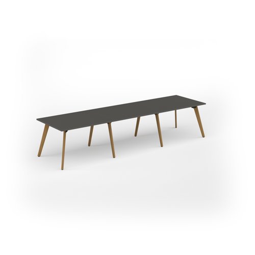 Unity worktable 3600w x 1000d with 4x solid oak legs, top in onyx grey