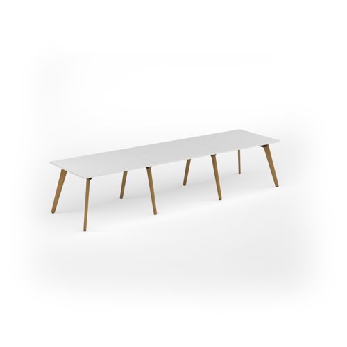 Unity worktable 3600w x 1000d with 4x solid oak legs, top in white