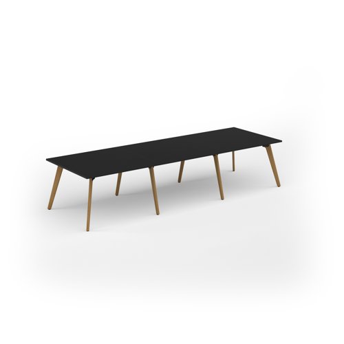 Unity worktable 3600w x 1200d with 4x solid oak legs, top in black