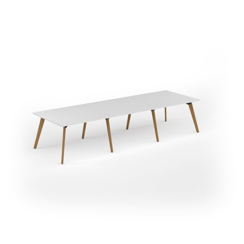 Unity worktable 3600w x 1200d with 4x solid oak legs, top in white