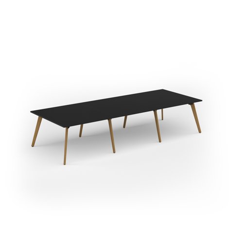 Unity worktable 3600w x 1400d with 4x solid oak legs, top in black