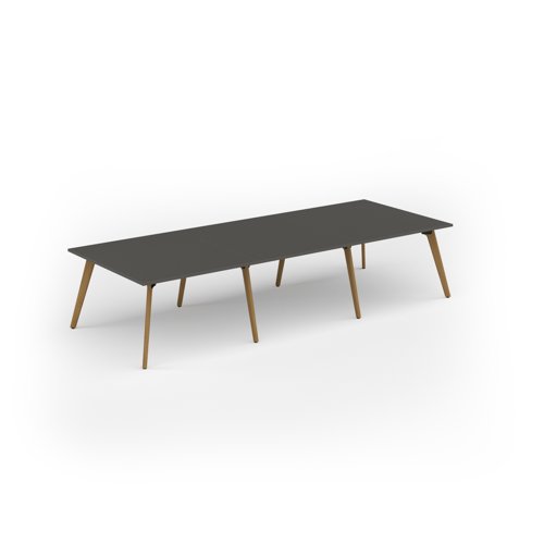 Unity worktable 3600w x 1400d with 4x solid oak legs, top in onyx grey