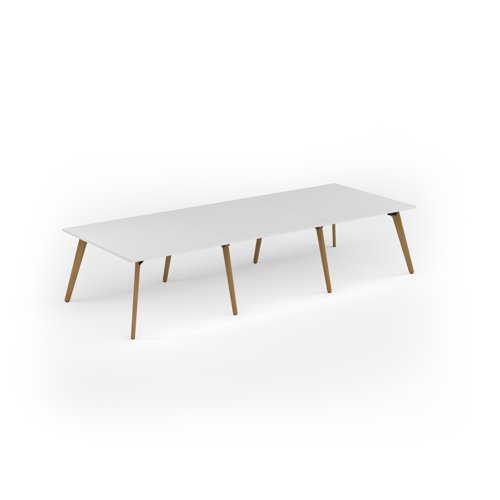 Unity worktable 3600w x 1400d with 4x solid oak legs, top in white