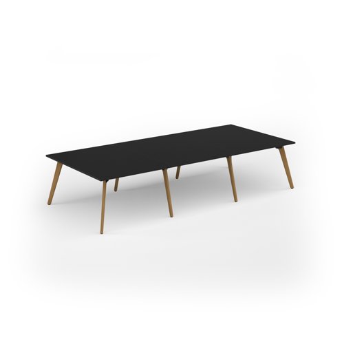 Unity worktable 3600w x 1600d with 4x solid oak legs, top in black