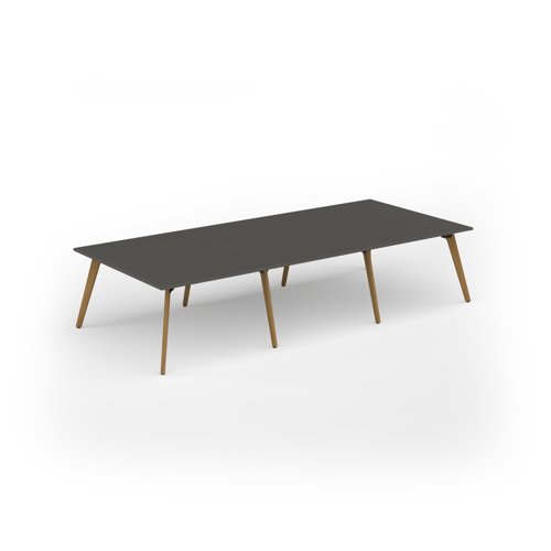 Unity worktable 3600w x 1600d with 4x solid oak legs, top in onyx grey