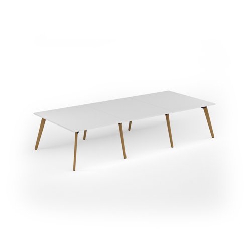 Unity worktable 3600w x 1600d with 4x solid oak legs, top in white
