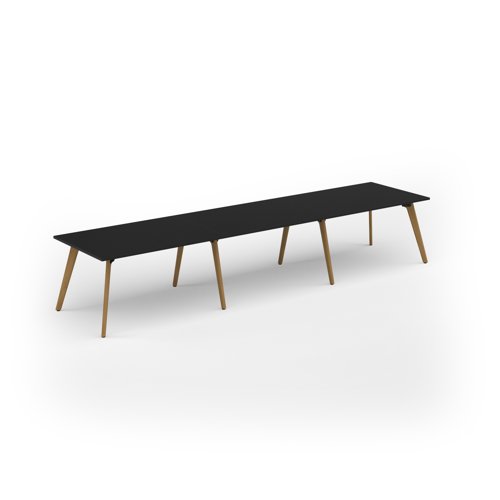 Unity worktable 4200w x 1000d with 4x solid oak legs, top in black
