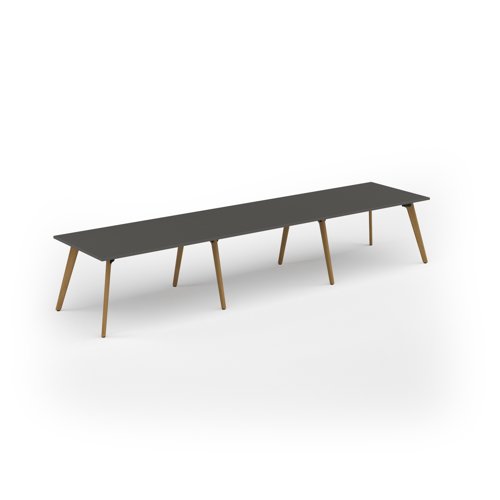Unity worktable 4200w x 1000d with 4x solid oak legs, top in onyx grey