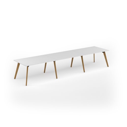 Unity worktable 4200w x 1000d with 4x solid oak legs, top in white
