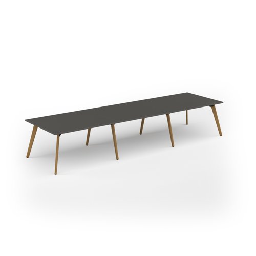 Unity worktable 4200w x 1200d with 4x solid oak legs, top in onyx grey