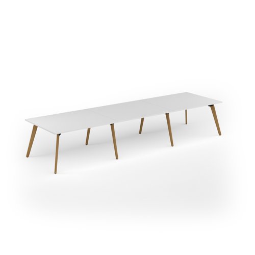 Unity worktable 4200w x 1200d with 4x solid oak legs, top in white