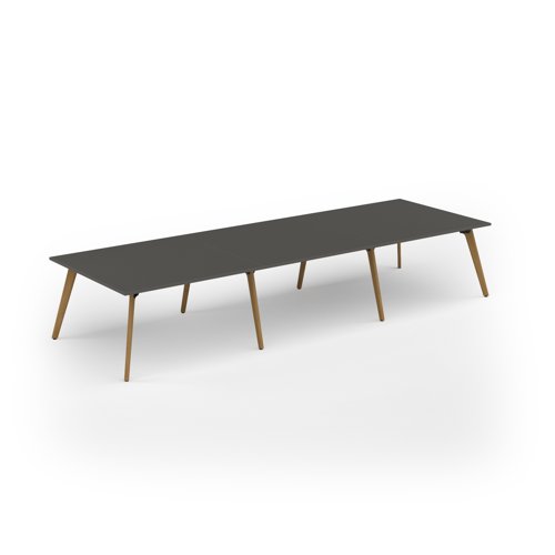 Unity worktable 4200w x 1400d with 4x solid oak legs, top in onyx grey