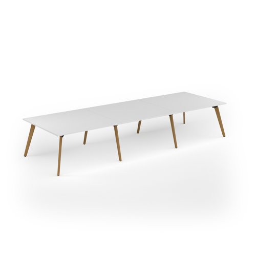 Unity worktable 4200w x 1400d with 4x solid oak legs, top in white