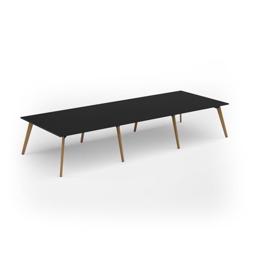 Unity worktable 4200w x 1600d with 4x solid oak legs, top in black