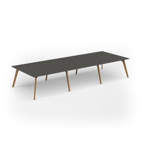 Unity worktable 4200w x 1600d with 4x solid oak legs, top in onyx grey