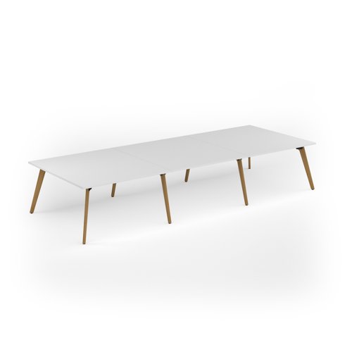 Unity worktable 4200w x 1600d with 4x solid oak legs, top in white